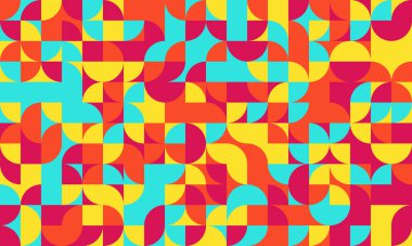 Minimum şekilli ve sanatsal mozaiğe sahip geometrik desen. Posterler, arka planlar ya da modern ve modaya uygun tekstil tasarımları için ideal..