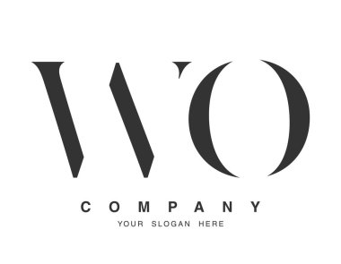 WO logo tasarımı. İlk harf w ve o serif yazı tipi. Yaratıcı klasik şirket adı tipografi. Moda logosu veya kimliği.