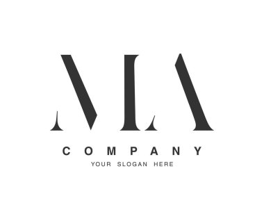 MA logo tasarımı. İlk harf m ve serif yazı tipi. Yaratıcı klasik şirket adı tipografi. Moda logosu veya kimliği.