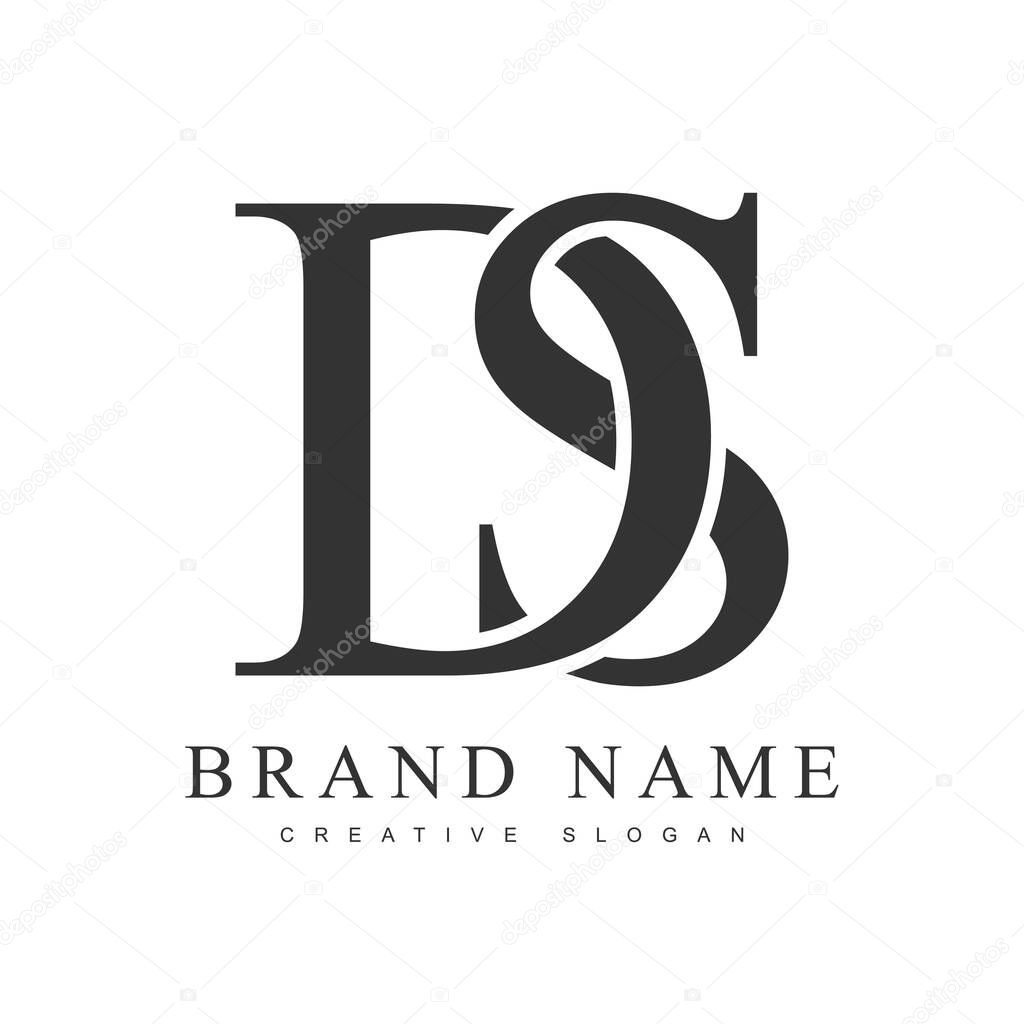 DS trendy logotype template. Initial letter d and s classic font style. Creative logo for company name or identity.