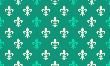 Broşür Fleur-de-lis, dini vektörle. Tekrarlayan motif benzersiz tarihsel. Zarafetten arta kalan karo..