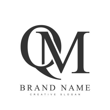 QM modayı logotype şablonu. İlk harf q ve m klasik yazı tipi. Şirket adı veya kimliği için yaratıcı logo.