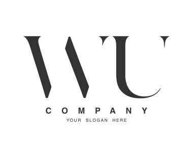 WU logo tasarımı. İlk harf w ve u serif yazı tipi. Yaratıcı klasik şirket adı tipografi. Moda logosu veya kimliği.