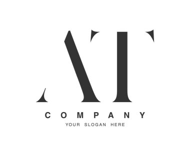 AT logo tasarımı. İlk harf a ve t serif yazı tipi. Yaratıcı klasik şirket adı tipografi. Moda logosu veya kimliği.