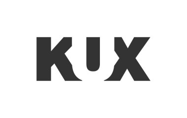 KUX logo tasarımı. İlk harf K U X kalın yazı tipi teknoloji girişimleri, danışmanlık, kurumsal markalaşma. Yaratıcı şirket adı, manşetler tipografi kimliği, trend logotype.
