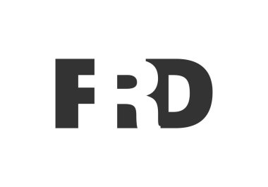 FRD logo tasarımı. İlk harf F R D kalın yazı tipi teknoloji girişimleri, danışmanlık, kurumsal markalaşma. Yaratıcı şirket adı, manşetler tipografi kimliği, trend logotype.