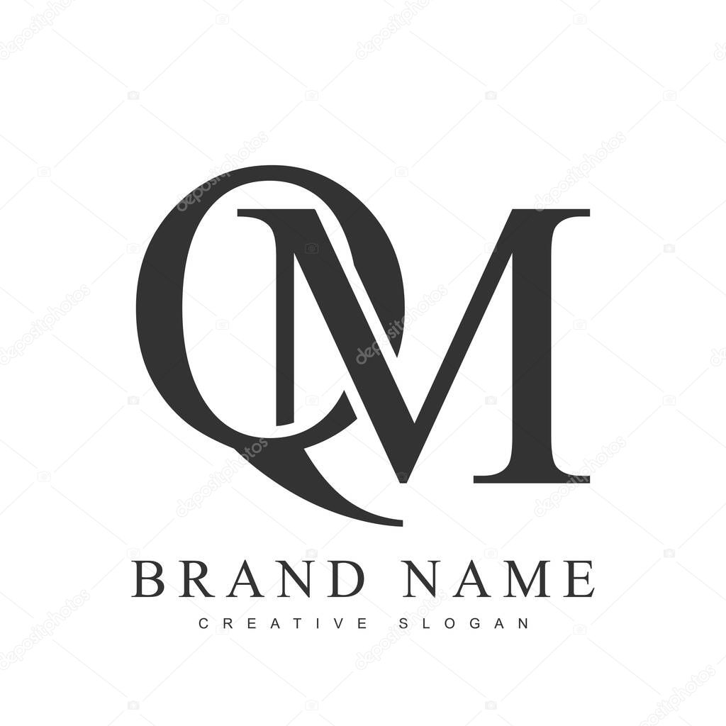 QM trendy logotype template. Initial letter q and m classic font style. Creative logo for company name or identity.