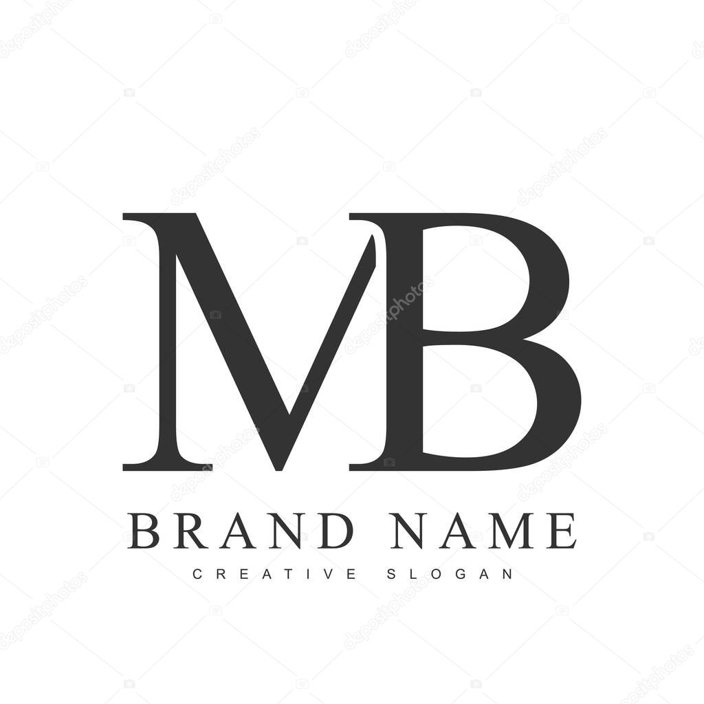 MB trendy logotype template. Initial letter m and b classic font style. Creative logo for company name or identity.