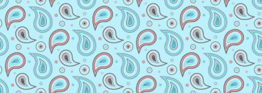 Çiçekli boteh, desenli tekstil. Eski yatay dekoratif simetri. Duvar kağıdı retro 'da renkler çiziliyor.