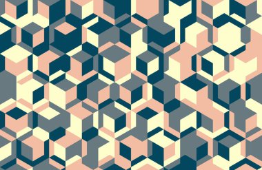 Kusursuz şekiller ve mozaik dokular içeren soyut geometrik tasarım. Geçmişleri, posterleri ve modern yetenekleri olan moda tekstil baskıları için ideal..