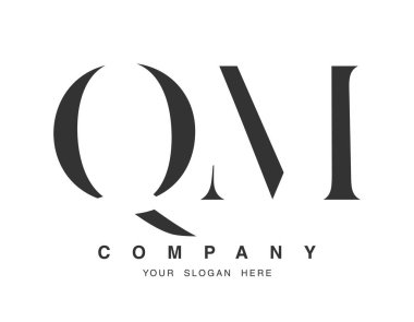 QM logo tasarımı. Başlangıç harfi q ve m serif yazı tipi. Yaratıcı klasik şirket adı tipografi. Moda logosu veya kimliği.