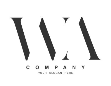WA logo tasarımı. İlk harf w ve serif yazı tipi. Yaratıcı klasik şirket adı tipografi. Moda logosu veya kimliği.