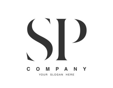 SP logo tasarımı. İlk harf s ve p serif yazı tipi. Yaratıcı klasik şirket adı tipografi. Moda logosu veya kimliği.
