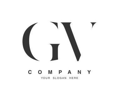 GV logo tasarımı. Başlangıç harfi g ve v serif yazı tipi. Yaratıcı klasik şirket adı tipografi. Moda logosu veya kimliği.