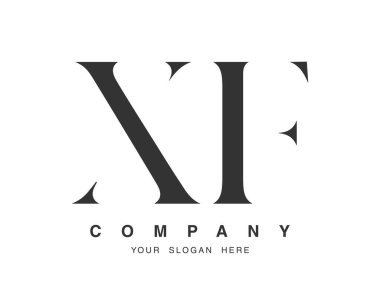XF logo tasarımı. Baş harf x ve f yazı tipi. Yaratıcı klasik şirket adı tipografi. Moda logosu veya kimliği.