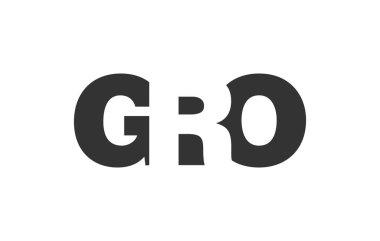 GRO logo tasarımı. İlk harf G R O kalın font tarzı. Teknolojik girişimler, danışmanlık, kurumsal markalaşma için. Yaratıcı şirket adı, manşetler tipografi kimliği, trend logotype.