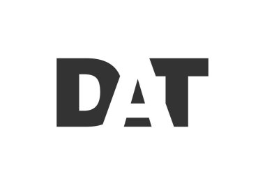 DAT logo tasarımı. İlk harf D A T kalın yazı tipi teknoloji girişimleri, danışmanlık, kurumsal markalaşma. Yaratıcı şirket adı, manşetler tipografi kimliği, trend logotype.