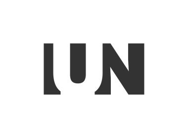 IUN logo tasarımı. Teknoloji girişimleri, danışmanlık, kurumsal markalaşma için ilk harf. Yaratıcı şirket adı, manşetler tipografi kimliği, trend logotype.