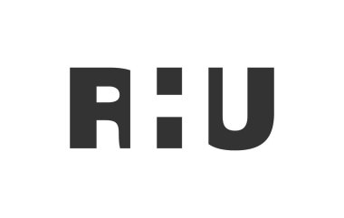 RHU logo tasarımı. İlk harf R H U kalın yazı tipi teknoloji girişimleri, danışmanlık, kurumsal markalaşma. Yaratıcı şirket adı, manşetler tipografi kimliği, trend logotype.