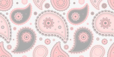 Paisley kıvırcığının tuval tasarımı. Zarif kumaş ve örnek iç mekan. Eski moda yatay seyrek şenlik.