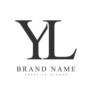YL modayı logot şablonu. Baş harf y ve ben klasik yazı tipi. Şirket adı veya kimliği için yaratıcı logo.
