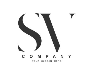 SV logo tasarımı. İlk harf s ve v serif yazı tipi. Yaratıcı klasik şirket adı tipografi. Moda logosu veya kimliği.