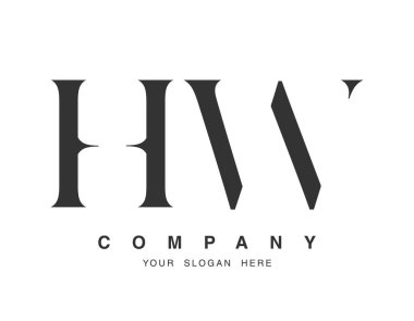 HW logo tasarımı. İlk harf h ve w serif yazı tipi. Yaratıcı klasik şirket adı tipografi. Moda logosu veya kimliği.