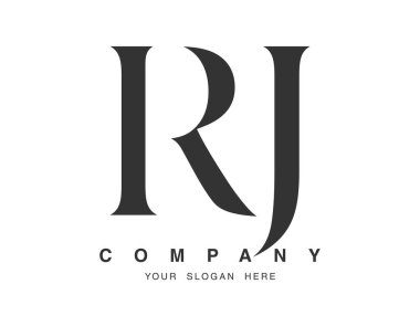 RJ logo tasarımı. İlk harf r ve j serif yazı tipi. Yaratıcı klasik şirket adı tipografi. Moda logosu veya kimliği.