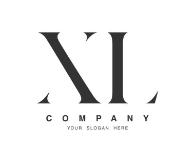 XL logo tasarımı. Baş harf x ve l serif yazı tipi. Yaratıcı klasik şirket adı tipografi. Moda logosu veya kimliği.