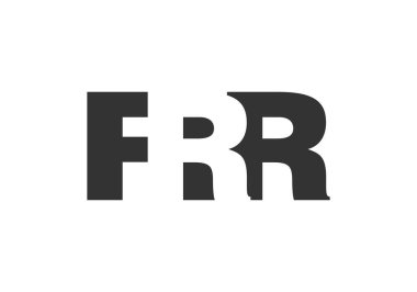 FRR logo tasarımı. İlk harf F R kalın yazı tipi. Teknolojik girişimler, danışmanlık, kurumsal markalaşma için. Yaratıcı şirket adı, manşetler tipografi kimliği, trend logotype.