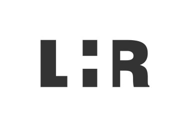 LHR logo tasarımı. İlk harf L H R kalın yazı tipi teknoloji girişimleri, danışmanlık, kurumsal markalaşma. Yaratıcı şirket adı, manşetler tipografi kimliği, trend logotype.