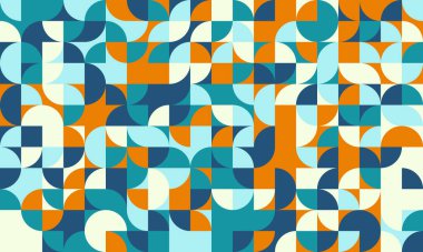 Yaratıcı mozaik elementleri olan kusursuz geometrik vektör. Modern arka planlar, modaya uygun posterler veya temiz ve minimal tasarımı olan tekstil desenleri için ideal.