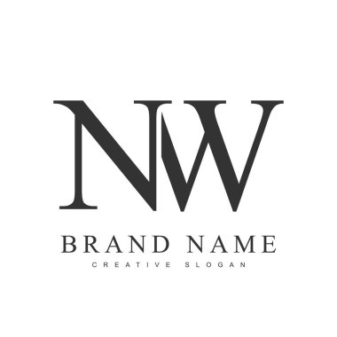 NW trendy logotype template. Initial letter n and w classic font style. Creative logo for company name or identity. clipart