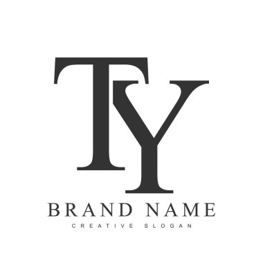 Ty modayı logoti şablonu. İlk harf t ve y klasik yazı tipi. Şirket adı veya kimliği için yaratıcı logo.