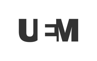 UEM logo tasarımı. İlk harf U E M kalın yazı tipi teknoloji girişimleri, danışmanlık, kurumsal markalaşma. Yaratıcı şirket adı, manşetler tipografi kimliği, trend logotype.