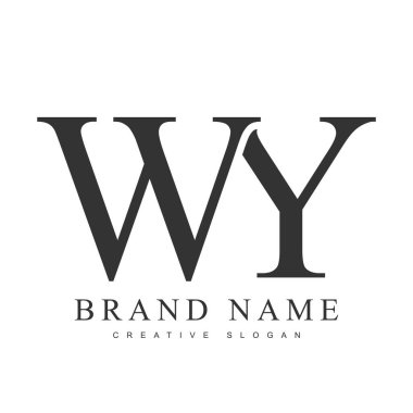 WY trend logot şablonu. İlk harf w ve y klasik yazı tipi. Şirket adı veya kimliği için yaratıcı logo.