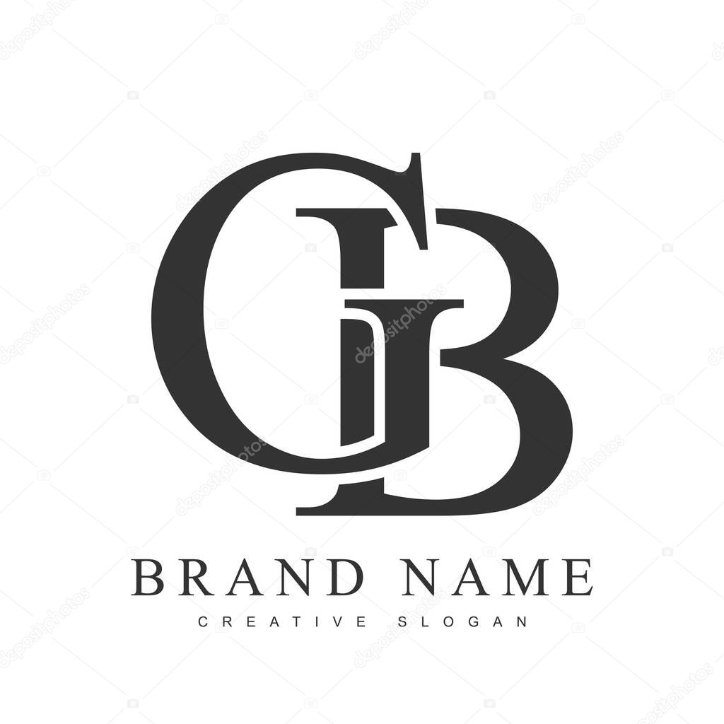 GB trendy logotype template. Initial letter g and b classic font style. Creative logo for company name or identity.