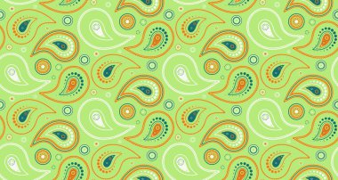 Canlı desenli desenli, açık yeşil arka planda turuncu beyaz. Tekstil, duvar kağıdı ya da web sitesi tasarımı için mükemmel.
