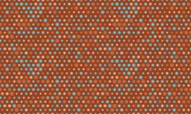 Kahverengi arkaplanda renkli daireler olan soyut, pürüzsüz bir desen. Tekstil baskıları, web sitesi geçmişi ve modern tasarım projeleri için ideal. Çok yönlü ve göz alıcı geçmişe dönük tasarım.