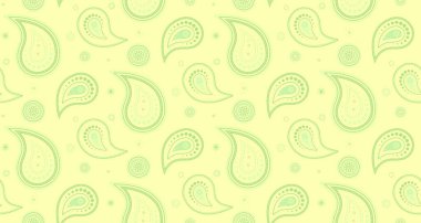 Soluk sarı arka planda zarif pastel yeşil desenli desenler. Tekstil tasarımı, duvar kâğıdı, web sitesi arkaplanı ya da karmaşık ve ince bir tasarım gerektiren her proje için mükemmel..