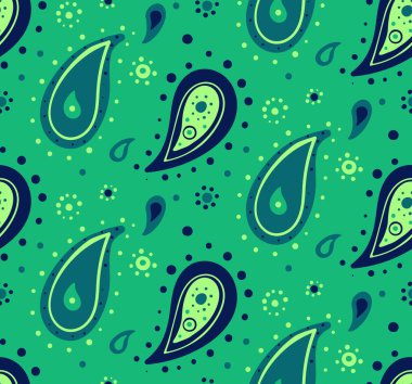 Canlı deniz mavisi desenli. Tuğla, yeşil ve lacivert desenli şekiller, noktalar ve girdaplar içeren modern tasarım..