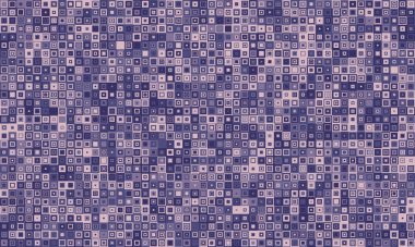Soyut geometrik desen, mor ve leylak tonlarında bir çok farklı boyutta kare içerir. Web sitesi geçmişi, tekstil tasarımı veya modern sanat projeleri için ideal.