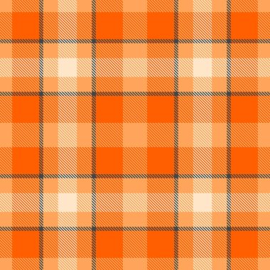 Canlı turuncu ve bej desenli. Sonbahar temalı tasarımlar, tekstil veya web sitesi geçmişi için mükemmel. Cesur, grafik tarzı geleneksel ekoseye modern enerjinin bir dokunuşunu ekliyor..