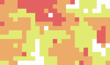 Soyut piksel sanat arkaplanı. Sıcak tonlu, geometrik tasarım, sarı, turuncu ve kırmızı bloklar. Web sitesi afişleri, sunumlar veya modern dijital sanat projeleri için ideal.