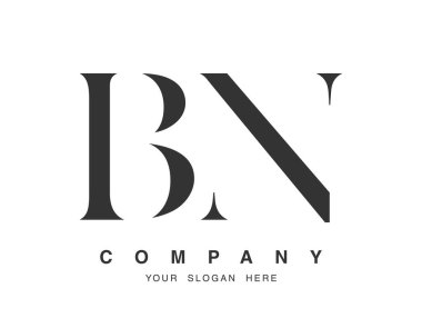 BN logo tasarımı. İlk harf b ve n serif yazı tipi. Yaratıcı klasik şirket adı tipografi. Moda logosu veya kimliği.