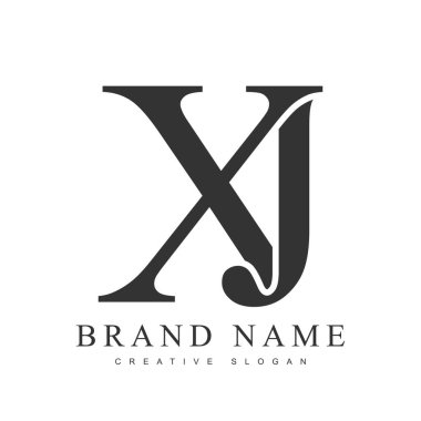 XJ trendy logotype template. Initial letter x and j classic font style. Creative logo for company name or identity. clipart