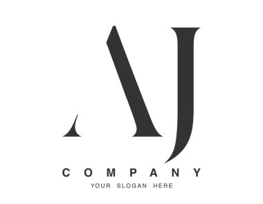 AJ logo tasarımı. İlk harf a ve j serif yazı tipi. Yaratıcı klasik şirket adı tipografi. Moda logosu veya kimliği.