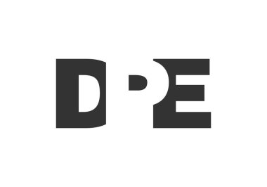 DPE logo tasarımı. İlk harf D P E kalın yazı tipi teknoloji girişimleri, danışmanlık, kurumsal markalaşma. Yaratıcı şirket adı, manşetler tipografi kimliği, trend logotype.