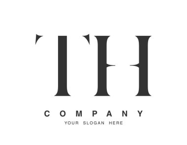 Th logosu tasarımı. İlk harf t ve h serif yazı tipi. Yaratıcı klasik şirket adı tipografi. Moda logosu veya kimliği.