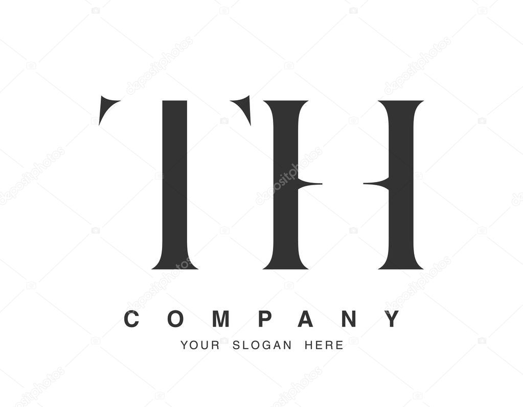 TH logo design. Initial letter t and h serif font style. Creative classic company name typography. Trendy logotype or identity.